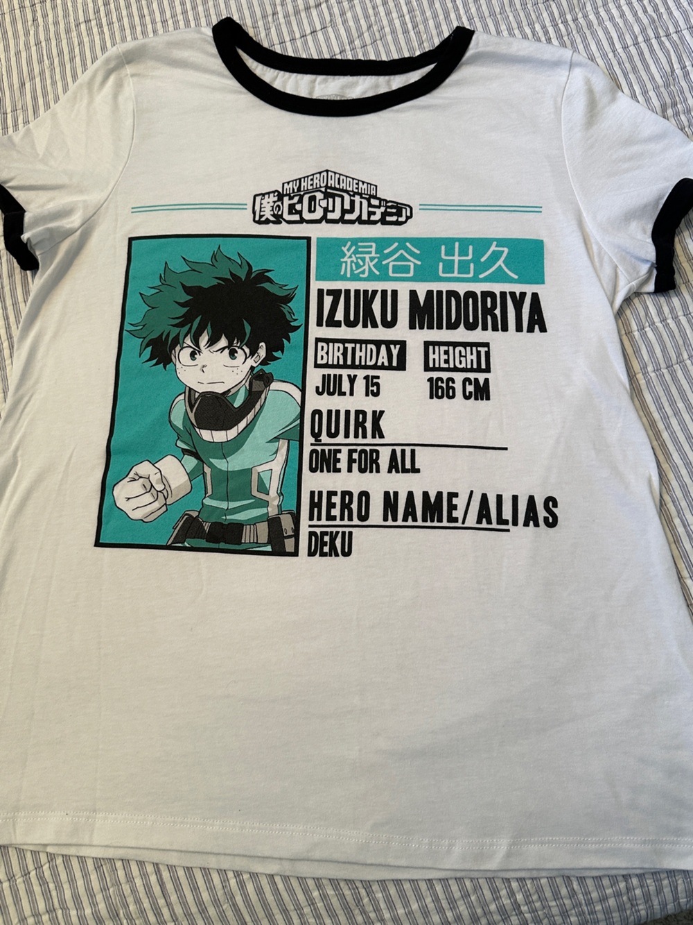 My Hero Academia Izuku Midoriya Deku Ringer Graphic Tee funimation L Large
